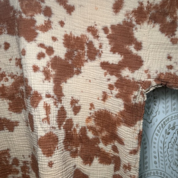 J. Jill size XL Petite short sleeve boxy top tie dye gauzy slub cotton Boho - Picture 6 of 9